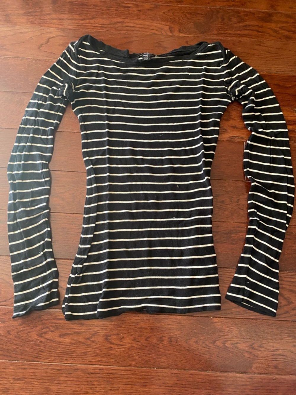 Jacob Black and White Striped Long Sleeve Top